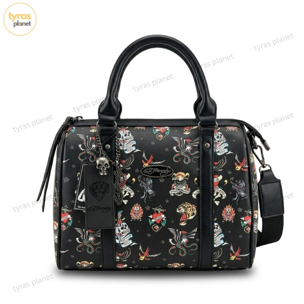 NWT Ed Hardy Satchel / Crossbody Bag - Hardy Icons - Black